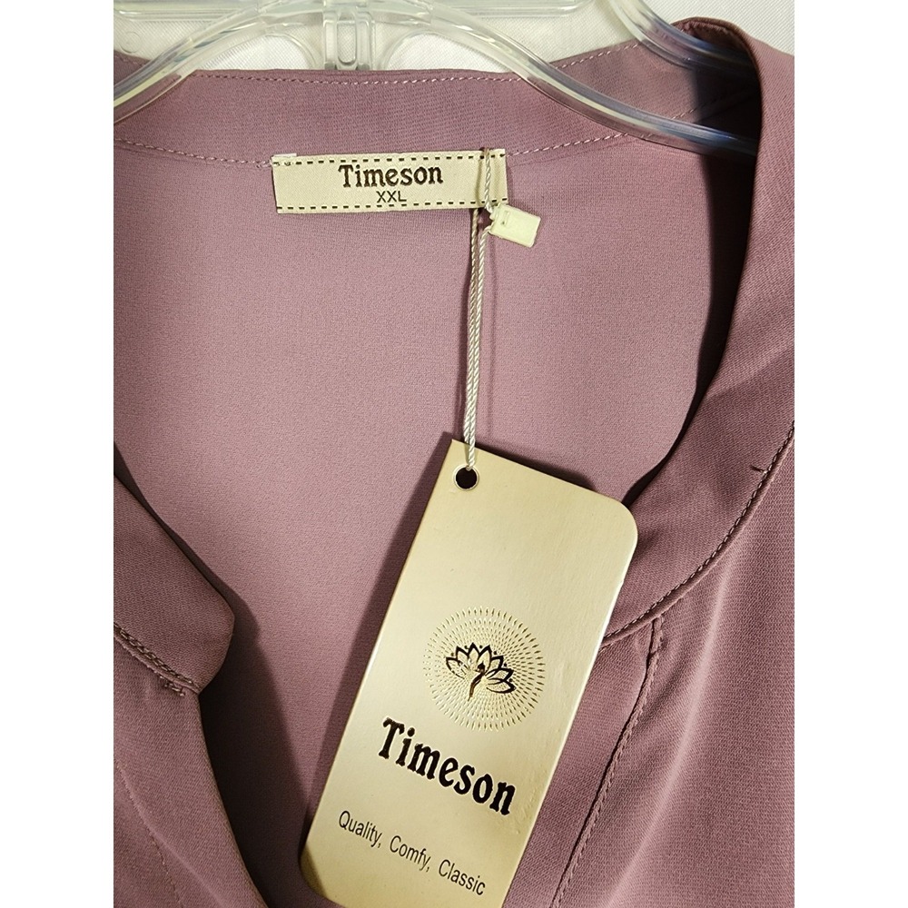 Womens NWT XXL Pink Blouse Tunic Casual Capsule Office Minimalist Flowy Teacher - Picture 2 of 5